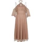 River Island Womens Dobby Mesh Cold Shoulder Maxi Dress