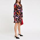 River Island Womens Print Ruched Wrap Front Dress