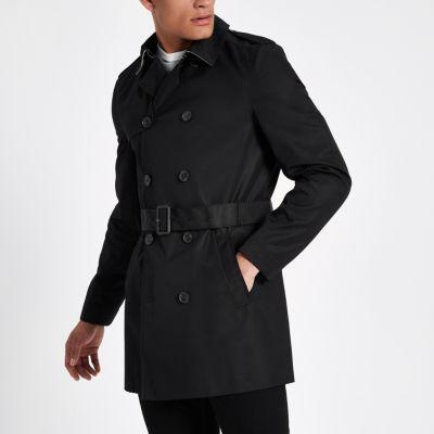 River Island Mens Double Breasted Smart Belted Mac