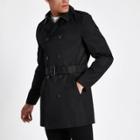River Island Mens Double Breasted Smart Belted Mac