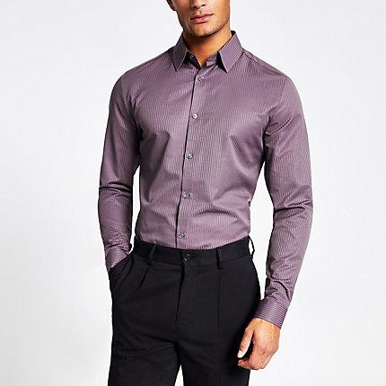 River Island Mens Satin Stripe Slim Fit Shirt