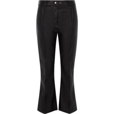River Island Womens Faux Leather Kick Flare Trousers