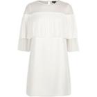 River Island Womens White Pleated Frill Swing Dress