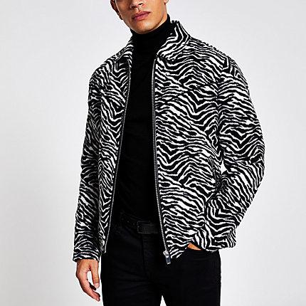 River Island Mens Zebra Print Zip Through Western Jacket