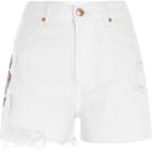 River Island Womens White Dragon High Waisted Denim Shorts