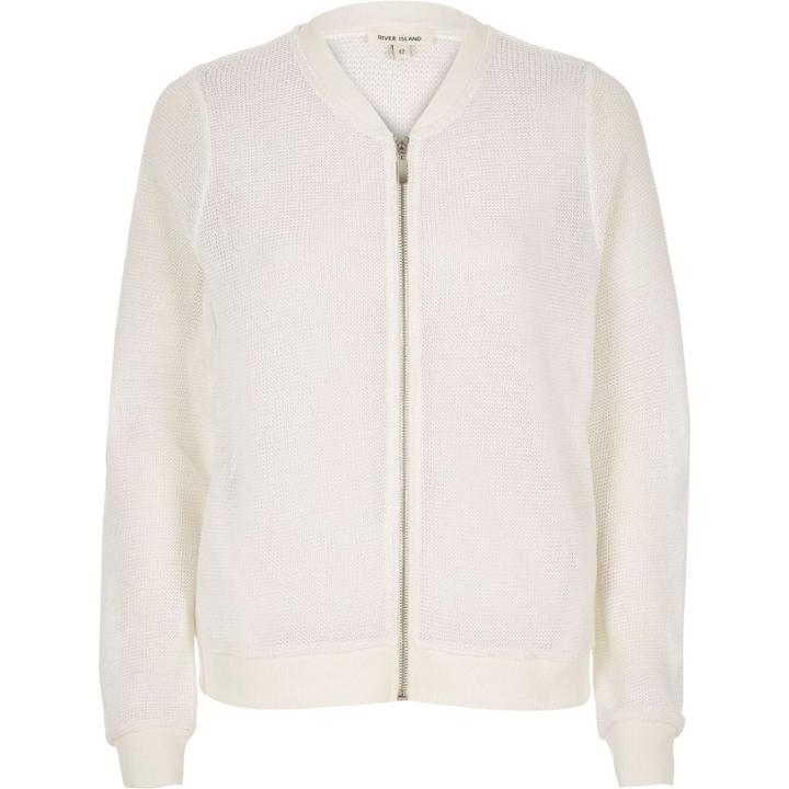River Island Womens Metallic White Bomber Jacket