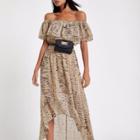 River Island Womens Stripe Print Bardot Maxi Dress