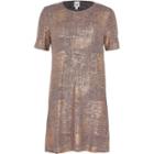River Island Womens Metallic Foil T-shirt Dress