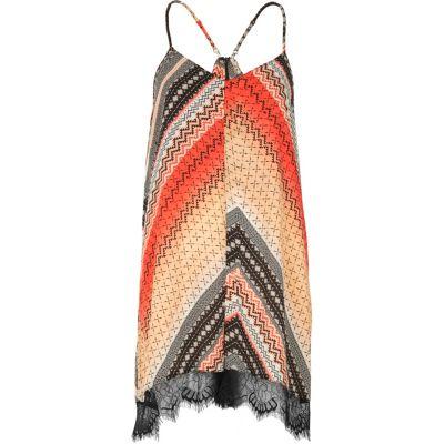 River Island Womens Print Lace Hem Romper