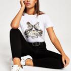 River Island Womens White Foil Printed Short Sleeve T-shirt
