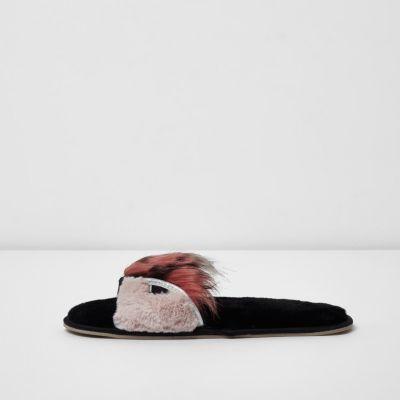 River Island Womens Faux Fur Monster Slider Slippers