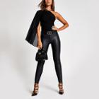 River Island Womens One Shoulder Pleated Sleeve Bodysuit