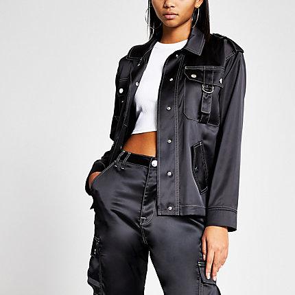 River Island Womens Satin Contrast Stitch Jacket