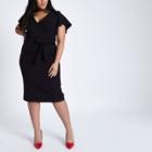 River Island Womens Plus Frill Split Sleeve Tie Midi Dress