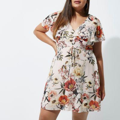 River Island Womens Plus Floral Print Tea Dress