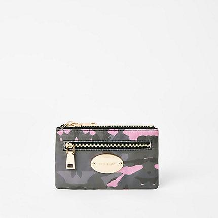 River Island Womens Camo Mini Oval Ri Branding Purse