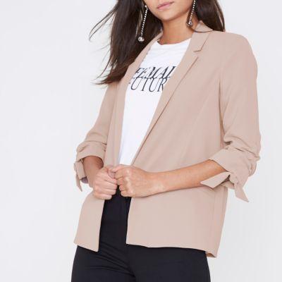 River Island Womens Ruched Tie Sleeve Blazer
