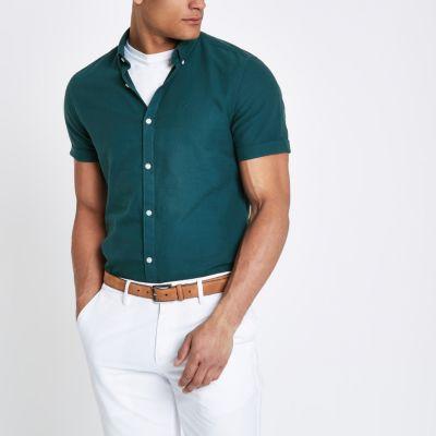 River Island Mens Green Wasp Embroidered Oxford Shirt