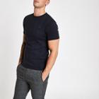River Island Mens Ribbed Muscle Fit Embroidered T-shirt