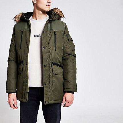 Mens Jack And Jones Faux Fur Hood Coat