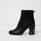 River Island Womens Gold Tone Trim Block Heel Ankle Boots