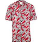 River Island Mens Pineapple Print Short Sleeve Revere Shirt