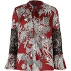 River Island Womens Floral Print Lace Insert Blouse