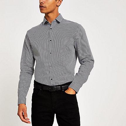 River Island Mens Slim Fit Checkerboard Print Shirt