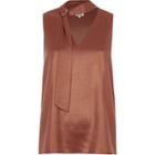 River Island Womens Copper Foil D-ring Neck Sleeveless Top