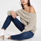 River Island Womens Luxe Knit Speckled Bardot Sweater