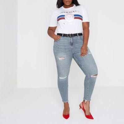 River Island Womens Plus Ripped Alannah Relaxed Skinny Jeans
