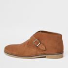 River Island Mens Mid Suede Monk Strap Boots