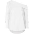 River Island Womens White One Shoulder Long Sleeve Top