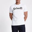 Mens White 'schott' Camouflage Crew Neck T-shirt