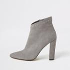 River Island Womens Suede Diamante Top Heeled Ankle Boots