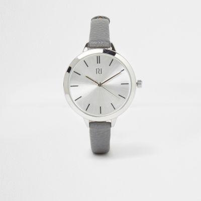River Island Womens Skinny Strap Silver Tone Watch