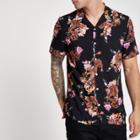 River Island Mens Short Sleeve Floral Dragon Print Shirt