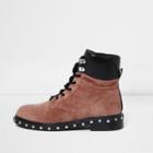 River Island Womens Velvet Faux Fur Tongue Lace-up Boots