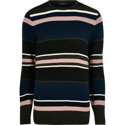 River Island Mens Stripe Slim Fit Sweater
