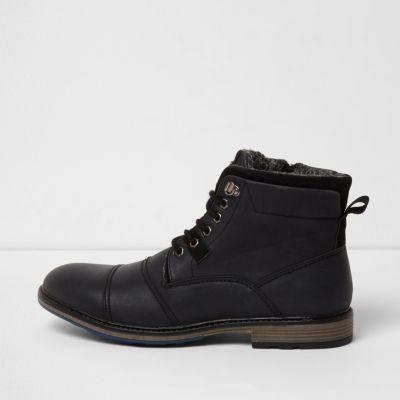 River Island Mens Faux Leather Fleece Lined Boots