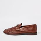 River Island Mens Leather Woven Loafers