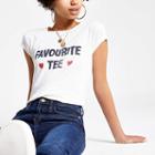 River Island Womens White 'favourite Tee' T-shirt