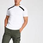 River Island Mens White Slim Fit Contrast Tape T-shirt