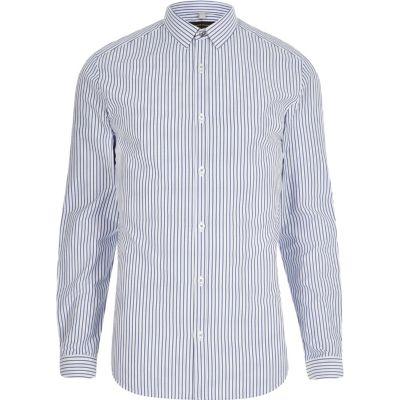River Island Mens Poplin Stripe Print Slim Fit Shirt