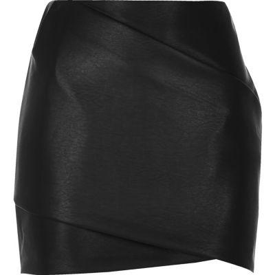 River Island Womens Leather Look Wrap Mini Skirt