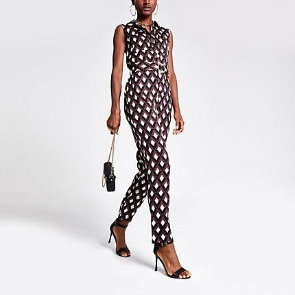 River Island Womens Mixed Print Boiler Jumpsuit