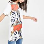 River Island Womens White Chain Print Panel T-shirt
