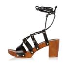 River Island Womens Leather Tie Up Clog Sandals