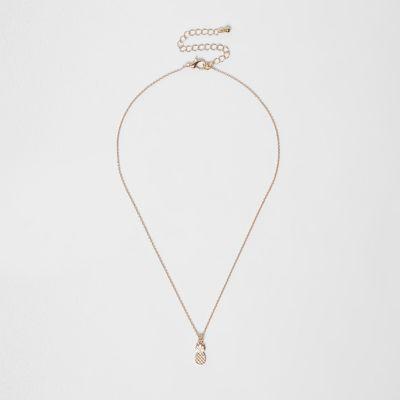 River Island Womens Gold Tone Pineapple Pendant Necklace