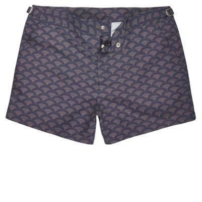 River Island Mens Retro Print Swim Trunks
